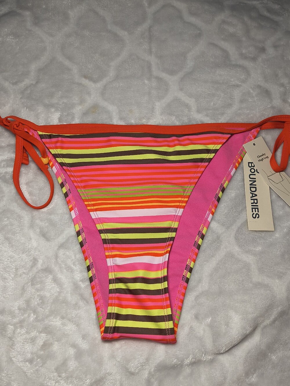 Women's No Boundaries Pink Multi Stripe Bikini Bottoms NWT